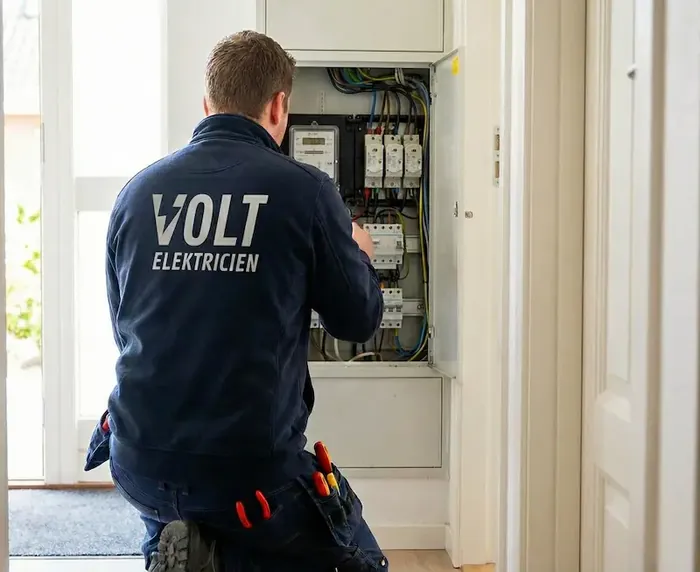 Gecertificeerde Volt Elektricien monteur werkt vakkundig aan een moderne groepenkast